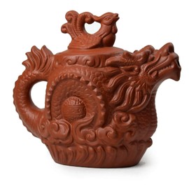 Teapot Chinese Dragon Phoenix Happy Happy Zisha Gongfu Teapots Red for Loose Tea (18oz, Red)