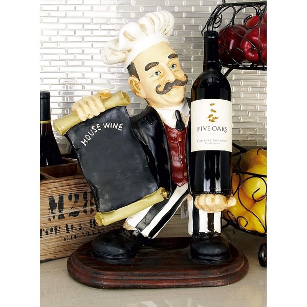 Eclectic 20 X 13 Inch Bistro Chef Figurine Wine Holder