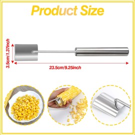 Qcdou Corn Planer, Corn Cob Stripper, Corn Peeler, Long Handle Stainless Steel Corn Stripping Tool, Corn Cob Peeler with Ergonomic Handle, Quick Safe Corn Peeling for Kitchen/Home