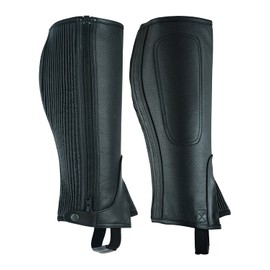 LuxHide Unisex Adult Leather Half Chaps Black and Brown (Black, M)