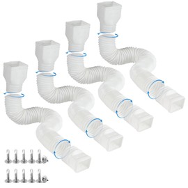 plusgutter 4 Pack Rain Gutter Downspout Extensions Flexible, Drain Downspout Extender,Down Spout Drain Extender, Gutter Connector Rainwater Drainage,Extendable from 21 to 68 Inches(White)