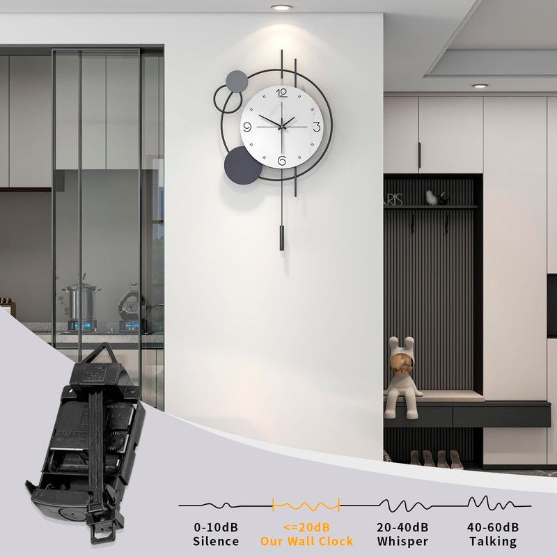 JTWALCLOCK Decorative Modern Wall Clock for Living Room Decor Non
