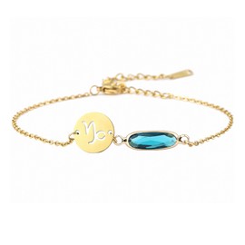 TGOLM 14k Gold Plated Zodiac Birthstone Bracelet, Horoscope Sign Charm Link Bracelet for Women Birthday Gift, Regular, Stainless Steel, no gemstone