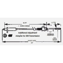 TH350 TH200 Transmission Style Kickdown Detent Cable T44450 K35951