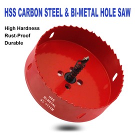Hordion 111mm 4 3/8 inch Hole Saw, Heavy Duty Bi-Metal Hole Saws Bit Tooth Cutting for Cornhole Boards Drywall Wood Plastic Fiberboard Soft Metal