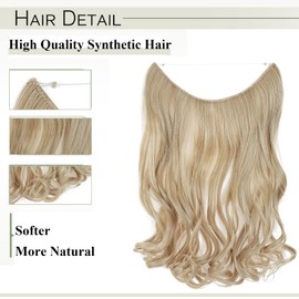 SEGO 50 cm Secret Hair Extensions 1 Weft Hair Extension Hair Piece with Invisible Wire Invisible Wavy Ash Blonde Mix Bleach Blonde