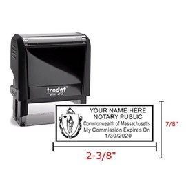 Massachusetts Notary 4913 Black Stamp | Printy Model | 2.3X.81 inch Rectangular | Massachusetts (Stamp)
