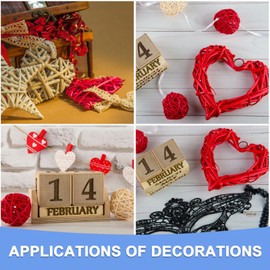 GLOKUUCA Heart Shaped Rattan Ball - 8 Pack Heart Shaped Wicker Balls - Fits for Vase Fillers DIY Craft - Wicker Rattan Balls - (2-inch x 1.65-inch, Red)