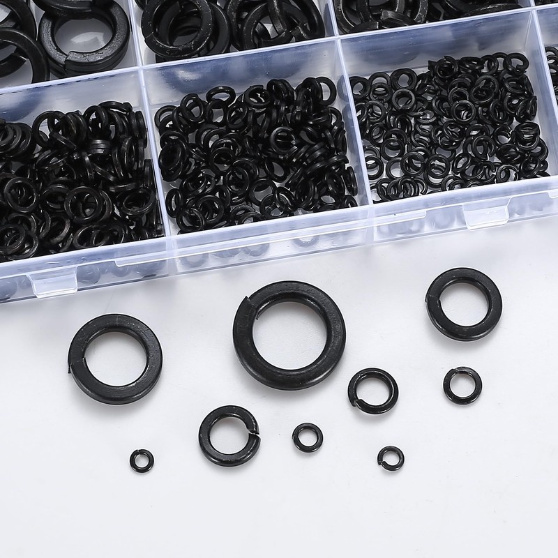 600 Pcs Spring Lock Washers, Spiral Split Washers, alloy steel