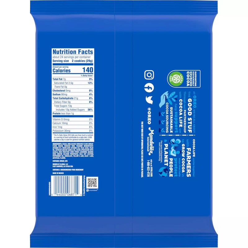 OREO Mint Creme Chocolate Sandwich Cookies, Party Size, 24.95 oz