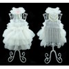WORDERFUL Dog Wedding Dress Bride Outfit with Pearl Necklace and