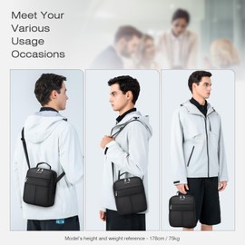 SPAHER Men's Handbags for Hanging, Shoulder Bag, Men's Shoulder Bag, Small Men's Wrist Bag, Business Bag, Gift for Men, Black-26x22x10cm-886