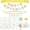 CANREVEL Pink White Green Birthday Decorations, Happy Birthday Banner, Metallic