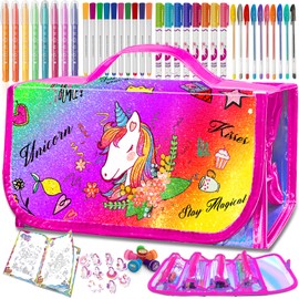 weirtoya Washable Fruit Scented Markers Stationery Set with Pencil Case, Gils Birthday Toys for 4-9 Year Old Girls, Travel Art and Craft Drawing Colouring Set for Girls