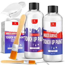 Peintura Di Ritocco Bianca 200ml, Pittura Bianca Per Pareti Vernice Per Mobili Bianca Lucida E Opaca, Inodore, A Base D'Acqua, Per Riparare Scheggiature E Graffi Su Mobili, Legno, Metallo, Ceramica
