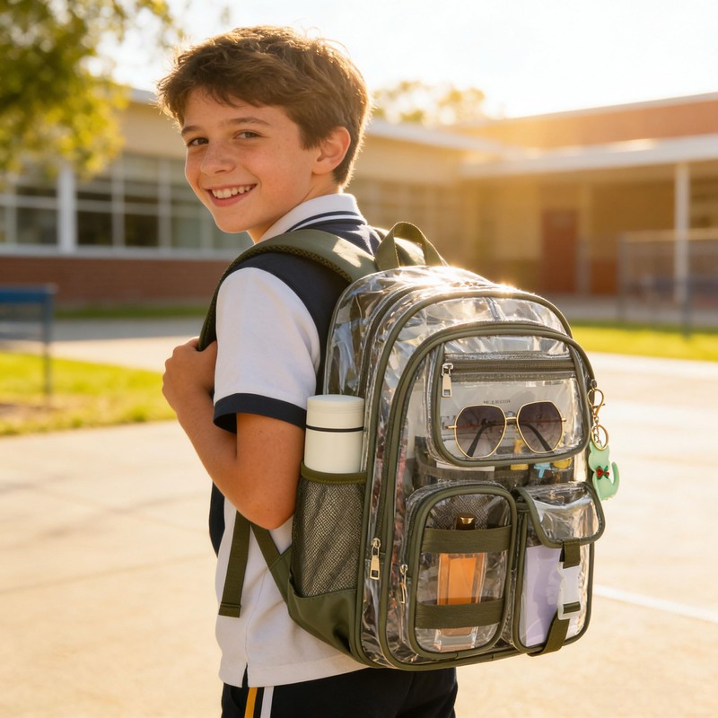 Lroiutian Clear Backpack for School Girls Boys Heavy Duty Transparent