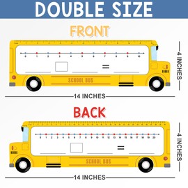 BrightenKidz 26-Pack School Bus Number Line Dry Erase Boards Cards, 14"x4", Double-Sided, Math Manipulatives for Kids, Student, Kindergarten Elementary Special Education 1st Grade Classroom Must Haves