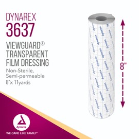 Dynarex View Guard Transparent Film Dressing Rolls, Non-Sterile Transparent Film Dressing That Protects Minor Wounds and Easily Conforms to Body Contours, 8" x 11 yds., 1 Box of 12 Dressing Rolls