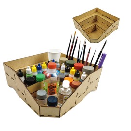 HobbyHold Square 3-Tier Paint and Brush Holder - Model Building Organiser - Modular Organiser for Model Making - Paint Rack for Paints, Brushes - Tool and Paint Holder - Model Making Accessories