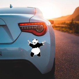 Banksy Bad Panda with Guns Vinyl Decal – Gangster Panda for Bumper Sticker Car, Bike, Laptop, Window Door, Pack of 2 (Design 2)