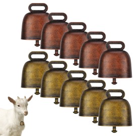 Auidy_6TXD Pack of 10 Cow Bells Craft Bells Goat Bell Farm Animal Bell Very Loud Copper Bells Metal Pet Bells for Cattle Cow Horse Sheep