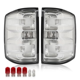 GRAND ORANGE Rear Tail Lights Assembly Rear Lights Tail Lamp w/Bulb Compatible With 2016-2019 Chevy Silverado 1500 2500 HD,Clear Lens