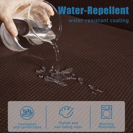 NC HOME Water-Repellent Sofa Cushion Covers Jacquard High Stretch Fabric Furniture Protector for Living Room, Washable Sofa Seat Slipcover, 1 Seater (Chair Cushion, Chocolate)