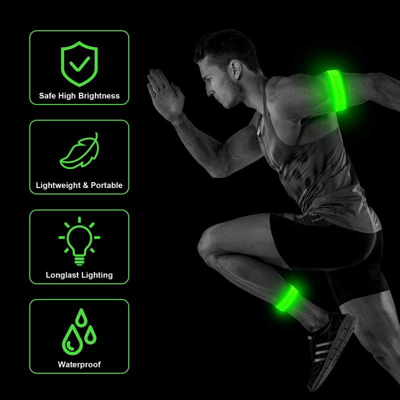 flintronic 2 Packs Light Up Armband LED Slap Safety Armband