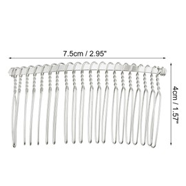 VOCOSTE 2 Pcs No Slip Hair Side Combs Accessories, Metal, Silver Tone, 3"