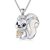 DAYLINLOVE Squirrel Necklace 925 Sterling Silver Opal Squirrel Pendant Necklace