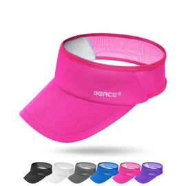 BEACE Lightweight Moisture Wicking Sun Visors Hats for Women Men,Sports Sunvisor Cap- Running Golf Tennis Hot Pink