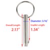 2 Pcs Quick Release Pin, Diameter 5/16"(8mm), Overall Length 2.17"(55mm),