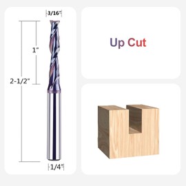 SpeTool Spiral Upcut Router Bit 3/16 " Cutting Diameter 1/4 Inch Shank with Extra Long Life Coating, Carbide CNC Router Bits End Mill for Wood Mortises Carving Engraving