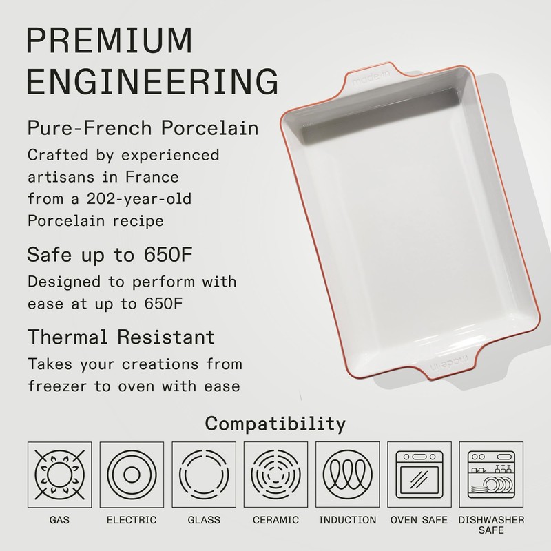 Made In Cookware - Rectangular Baking Dish - Red Rim