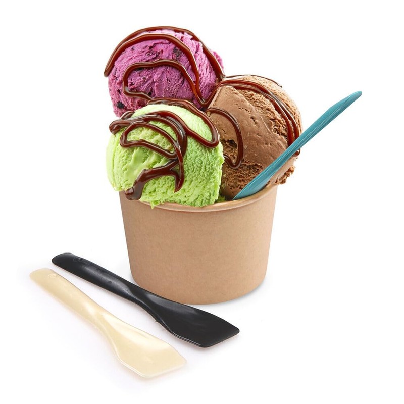 VEPATIM 100 ice cream cups made of kraft paper, brown,