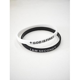 2-pack-GOD IS FIRST BRACELET I AM SECOND Motivational Message man BRACELET Thin style Religious Easter Gifts Springtok:_black red