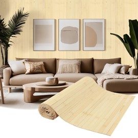 EYAYEN Natural Bamboo Wall Panel for Interior Wall Decor, Pole Wrap Wainscoting Interior Wall Cladding Panel for Kitchen Island, Bedroom, Living Room Office,Decor(16" H x 96" L, Raw)