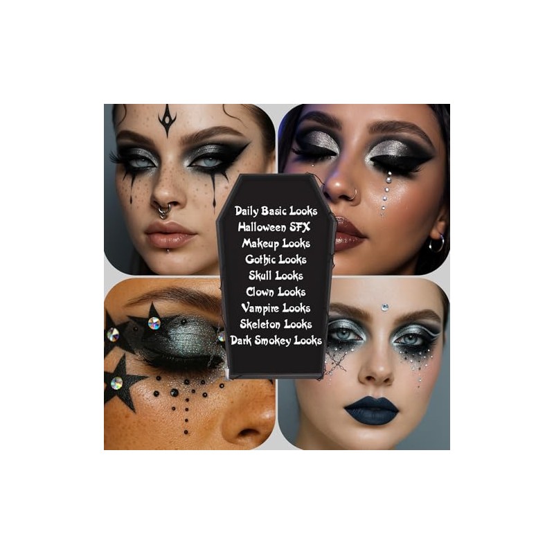 UCANBE Smokey Black Eyeshadow Palette, 15 Colors Dark Shimmer Matte