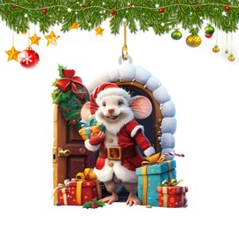 Mouse Christmas Ornaments 2024, Mouse Christmas Tree Hanging Ornaments, Mouse Decor, Mouse Christmas Decorations Memorial Gifts for Mouse Lovers, Acrylic Mouse Ornaments for Christmas Tree