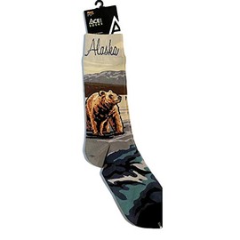 Alaska - Calcetines para hombre, diseño de oso marrón, talla 9-12