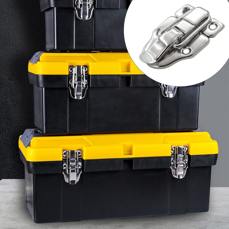 4pc Stainless Steel Sturdy Lock Toggle Catch Suitcase / Wooden