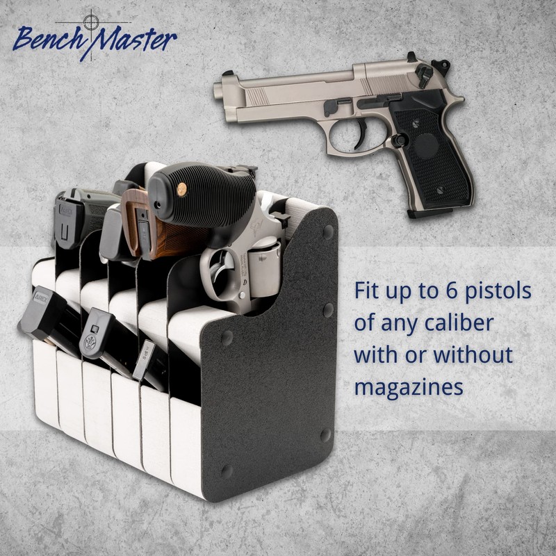 BenchMaster Vertical Pistol Rack, Handgun Safe Storage, Holds 2 to