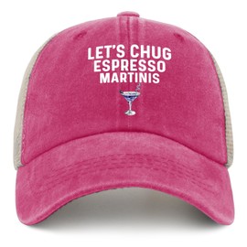Ositerpz Let's Chug Espresso Martinis Trucker Hat Women Trendy Mesh Baseball Cap for Summer Pink