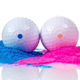 Winsharp Gender Reveal Golf Balls Exploding Set - 2 Balls - (1 Pink & Blue) Plus Tees, Best for Golf Theme Gender Reveal Parties