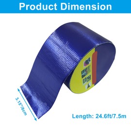 suiwotin Waterproof Repair Tape, UV-Proof Multi-Surface Instant Seal Patch Repair for RV Awning, Boat Cover, Tent, Tarp & Canvas (3 Inch x 24.6FT, Blue)