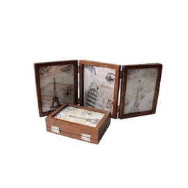 Xshelley retro home jewelry gifts, 3 frame double folding frame, double-sided photo frame 180 degree rotation, creative photography studio/Album (Retro 4X6)