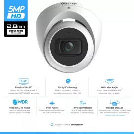 Amcrest 5MP Turret POE Camera, UltraHD Outdoor IP Camera POE with Mic/Audio, ...