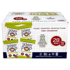 Skinny Pop Popcorn, 0.65 oz, 28-count