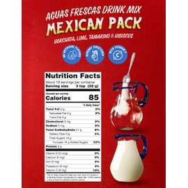 Klass Aguas Frescas | Drink Mix Mexican Variety Pack | Horchata Limeade Hibiscus & Tamarind Drinks | Flavors From Natural Sources, No Artificial Flavors, With Vitamin C (Makes 7 to 9 Quarts) 14.1 Oz Family Pack (4-Pack)