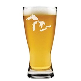 15 oz Beer Pilsner Glass Great Lakes Michigan